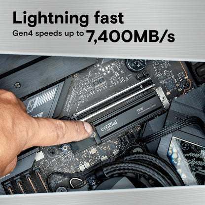 Crucial T500 1TB Gen4 NVMe M.2 Internal Gaming SSD with Heatsink, Up to 7300MB/s, PlayStation 5 Compatible plus 1mo Adobe CC All Apps- CT1000T500SSD5