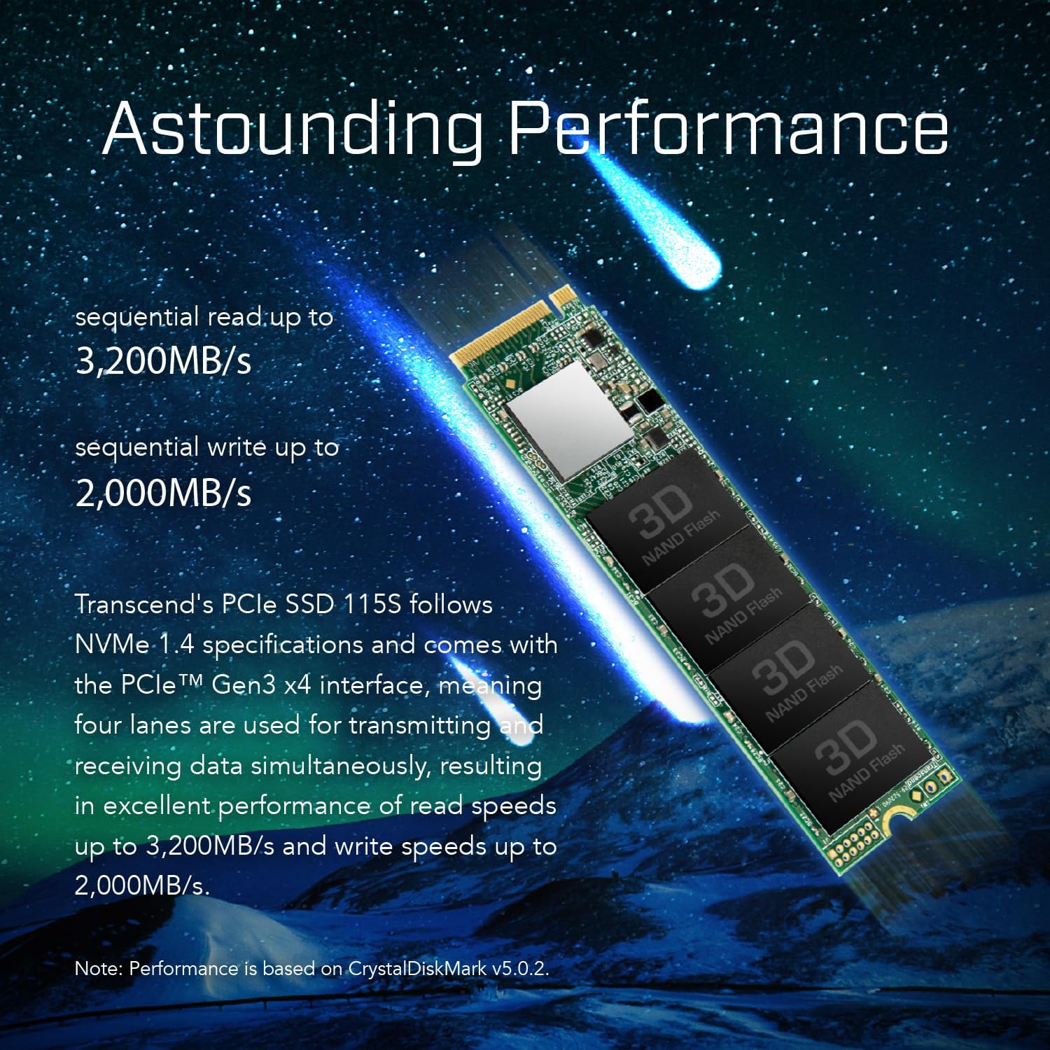 Transcend SSD MTE115S M.2 2280 PCIe Gen3 x4 NVMe da 250 GB, memoria 3D NAND, basso consumo, per laptop/desktop/gaming - TS250GMTE115S