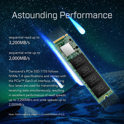 Transcend SSD MTE115S M.2 2280 PCIe Gen3 x4 NVMe da 250 GB, memoria 3D NAND, basso consumo, per laptop/desktop/gaming - TS250GMTE115S