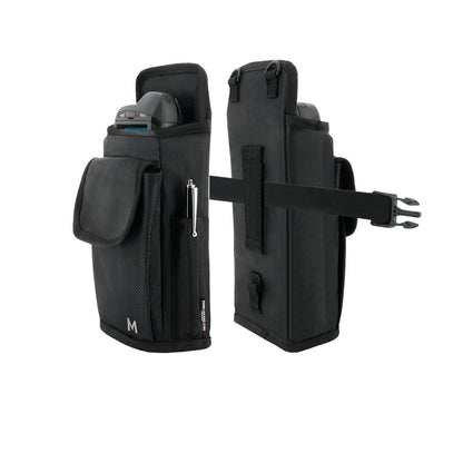 MOBILIS Holster Cartuchera Funda para Ordenador Móvil/Escáner con Cinturón y Bolsillo, Texti Resistente, Negro