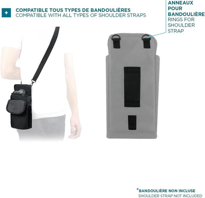 MOBILIS Holster Cartuchera Funda para Ordenador Móvil/Escáner con Cinturón y Bolsillo, Texti Resistente, Negro