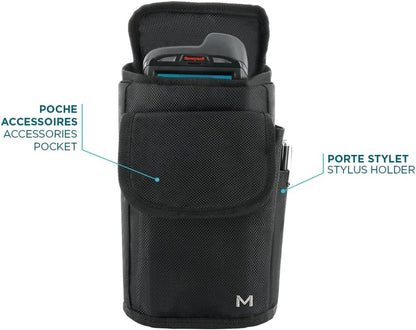 MOBILIS Holster Cartuchera Funda para Ordenador Móvil/Escáner con Cinturón y Bolsillo, Texti Resistente, Negro