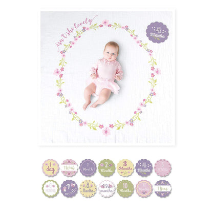 Lulujo Milestone Swaddle Blanket and Card Set, Isn't she Lovely