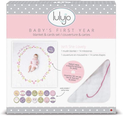 Lulujo Milestone Swaddle Blanket and Card Set, Isn't she Lovely