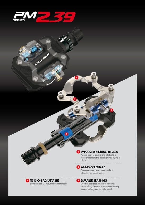 Exustar E-PM239 Clip-In Pedals, 9/16", Black