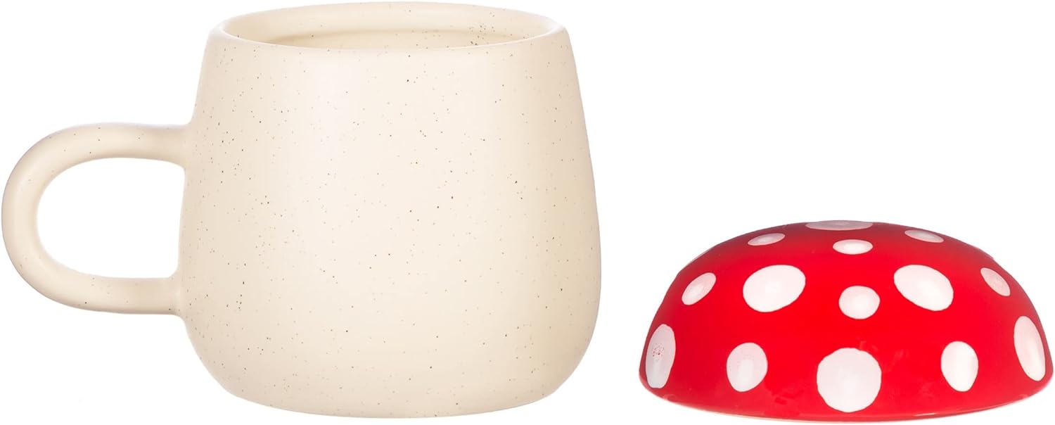 Sass & Belle Red Mushroom Mug with Lid