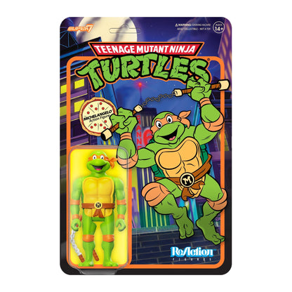 Super7 Teenage Mutant Ninja Turtles Michelangelo - 3.75" TMNT Action Figure with Accessories Classic Cartoon Collectibles and Retro Toys
