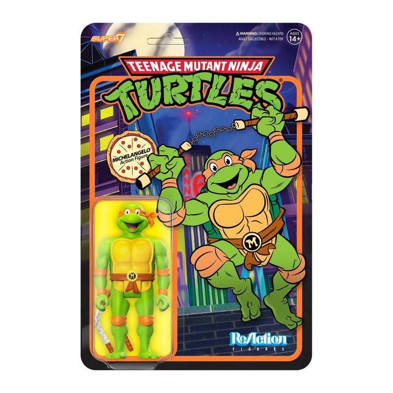 Super7 Teenage Mutant Ninja Turtles Michelangelo - 3.75" TMNT Action Figure with Accessories Classic Cartoon Collectibles and Retro Toys