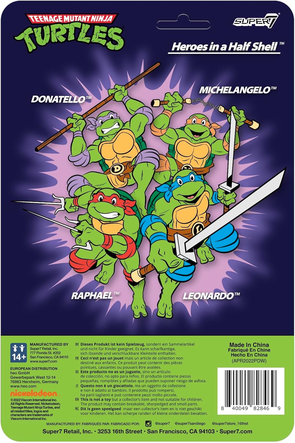 Super7 Teenage Mutant Ninja Turtles Michelangelo - 3.75" TMNT Action Figure with Accessories Classic Cartoon Collectibles and Retro Toys