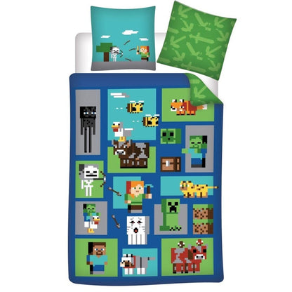 Parure de lit réversible Minecraft - 140 cm x 200 cm