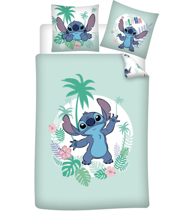 Stitch Hawaii Bedding Set, 100% Cotton, Duvet Cover 140 x 200 cm + Pillowcase 65 x 65 cm