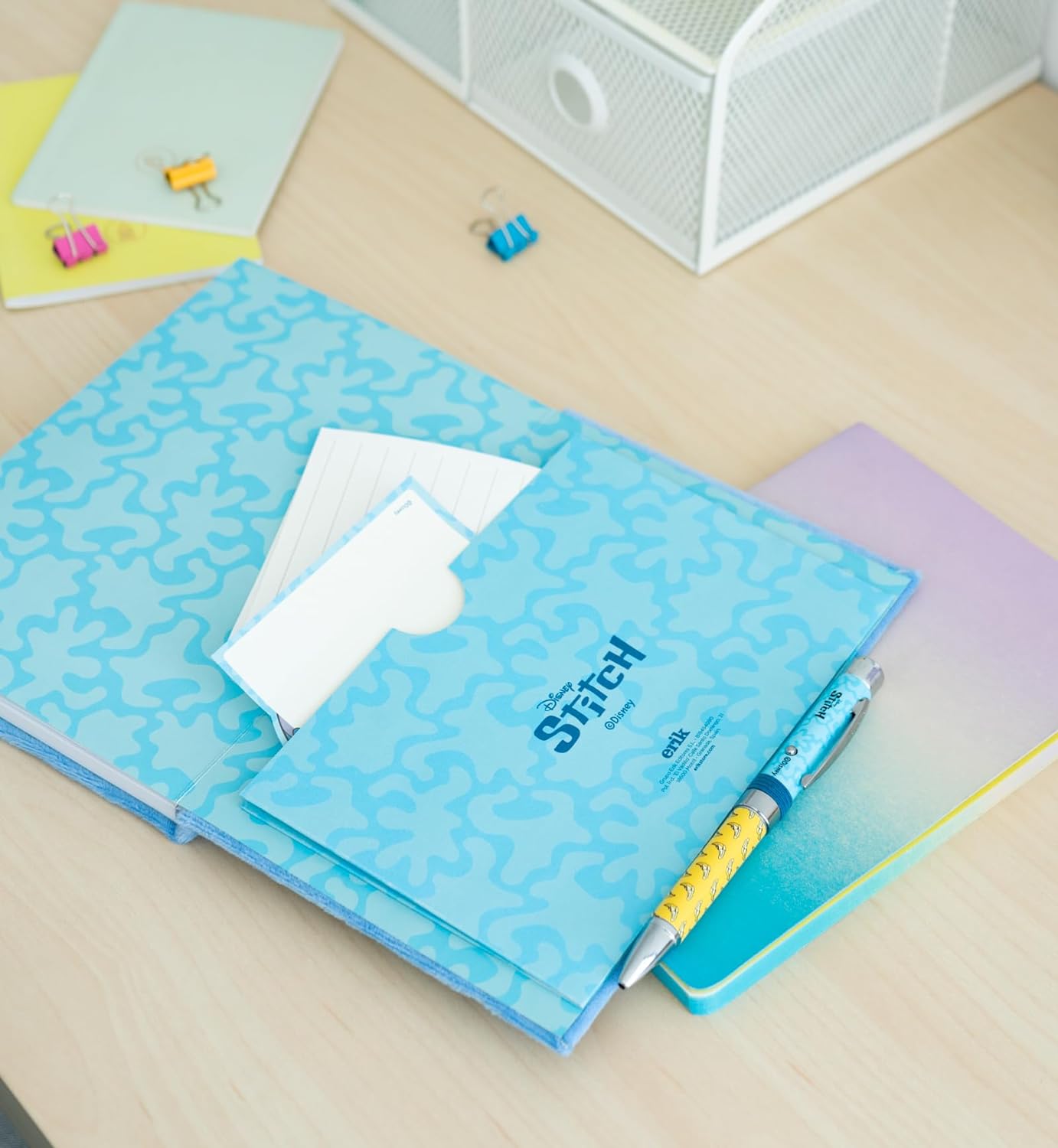 Grupo Erik Disney Stitch A5 Notebook Plush Cover with Projector Pen | Dotted Notebook A5 | Stitch Gifts | Notebooks A5 | Notepads A5 | A5 Notepad | Sketchbook A5 | Dotted Journal