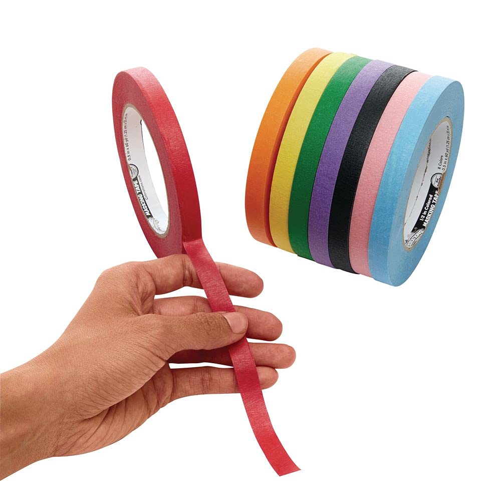 1/2 Inch Thick Masking Tape in 8 Colors! Colorful Tape for Kids, Teachers, Parents, and More! Perfect for at Home use or in The Classroom. Masking Tape, Colored Tape, Masking Tape for Kids