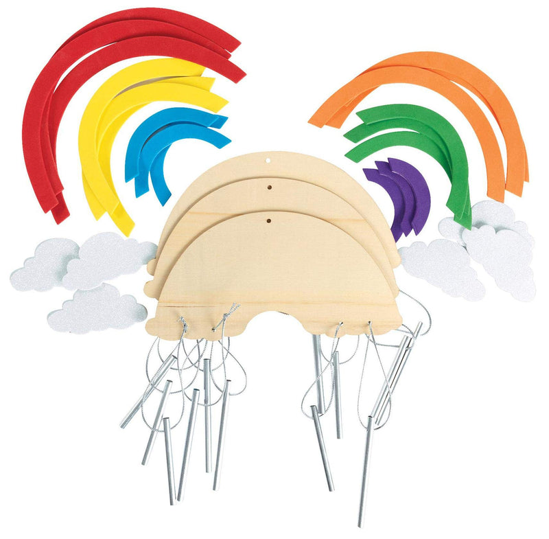 COLORATIONS - Craft set wind chime rainbow, 12 pieces - children's craft set wood