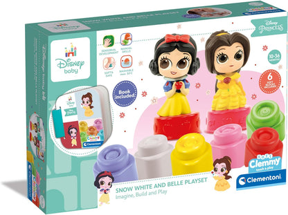 Clementoni - 17843 - Soft Clemmy Disney Princess Playset - Soft Building Blocks, Clemmy Blocks For 6 Months, Building Bricks Washable, Construction Kids, Development & Activity Toys, Made In Italy