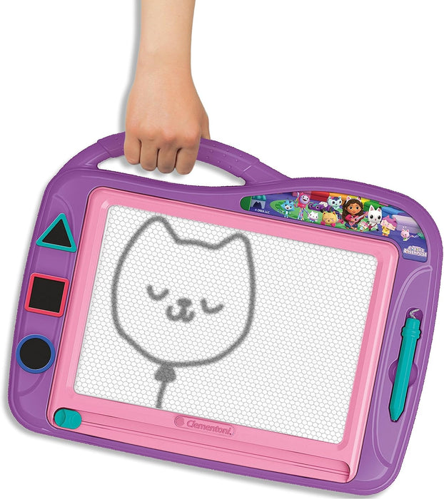 Clementoni Infantil Gabby'S Dollshouse-Juego, Almohadilla Borrable De Escritura Y Dibujo, 3 Sellos Magnéticos Y Bolígrafo, Pizarra para Diseñar, Juguete 4 Años, Multicolor, Medium (18787