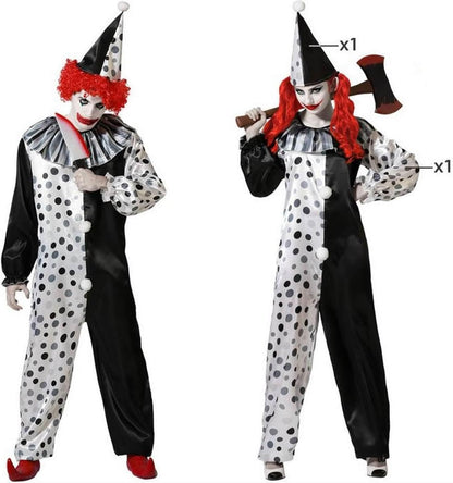 Atosa Costume Clown Grey Halloween Funny Scary Man And Woman Themed Horror Pampering Devilish Daredevil Jumpsuit Polka Dots Ruffles And Buttons Frightening Appearance Pennywise Novel