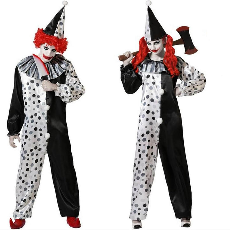 Atosa Costume Clown Grey Halloween Funny Scary Man And Woman Themed Horror Pampering Devilish Daredevil Jumpsuit Polka Dots Ruffles And Buttons Frightening Appearance Pennywise Novel