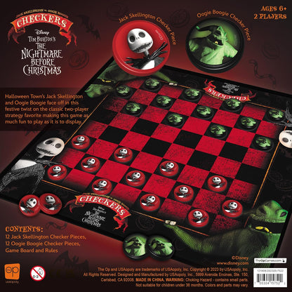USAopoly | Nightmare Before Christmas: Jack vs Oogie Boogie Checkers | Checkers | Ages 6 Plus | 2 Players | 30 Minutes Playing Time