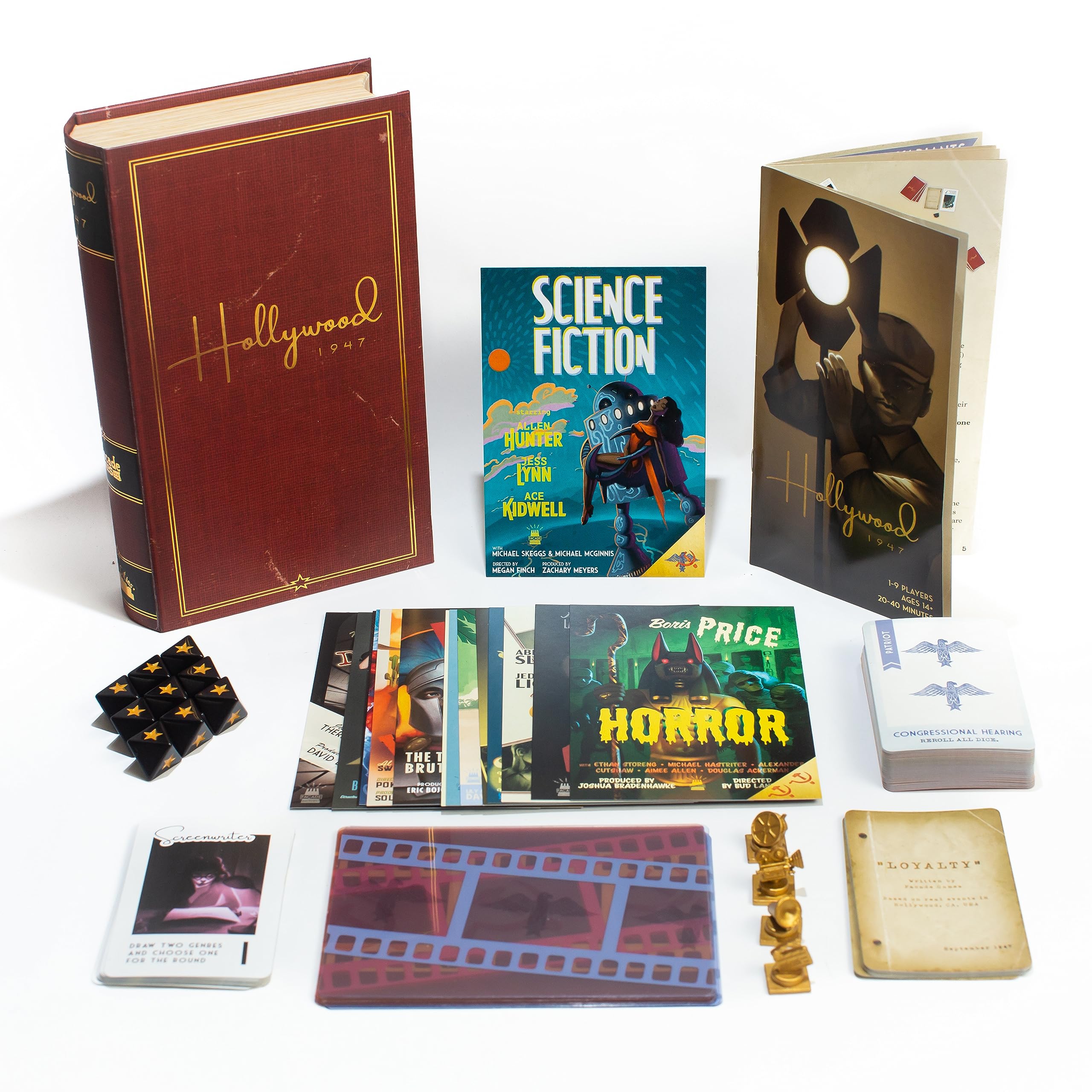 Hollywood 1947 Board Game, A Movie-Making Game of Strategy and Deception for 1-9 Players