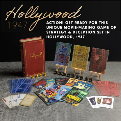 Hollywood 1947 Board Game, A Movie-Making Game of Strategy and Deception for 1-9 Players
