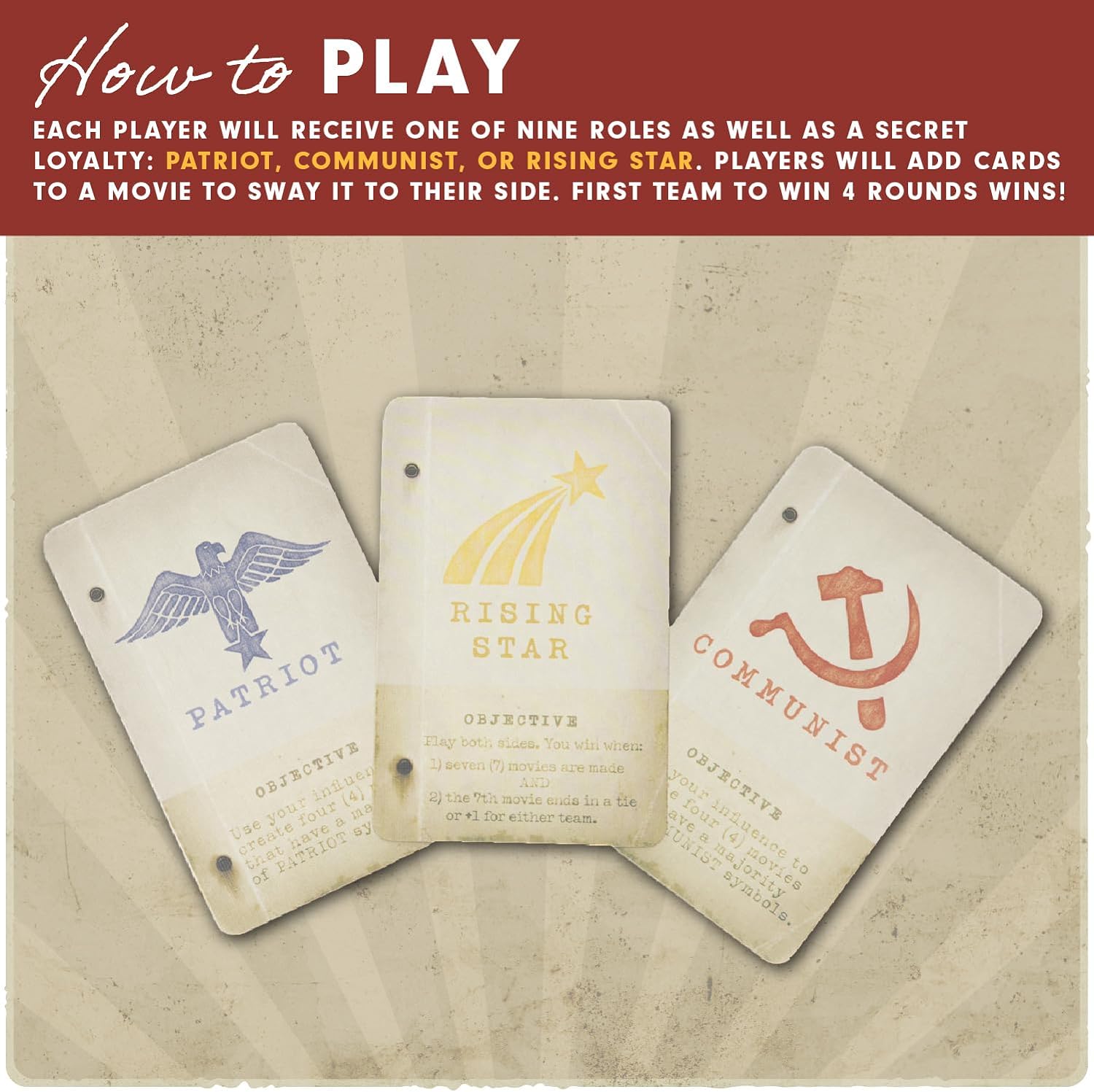 Hollywood 1947 Board Game, A Movie-Making Game of Strategy and Deception for 1-9 Players