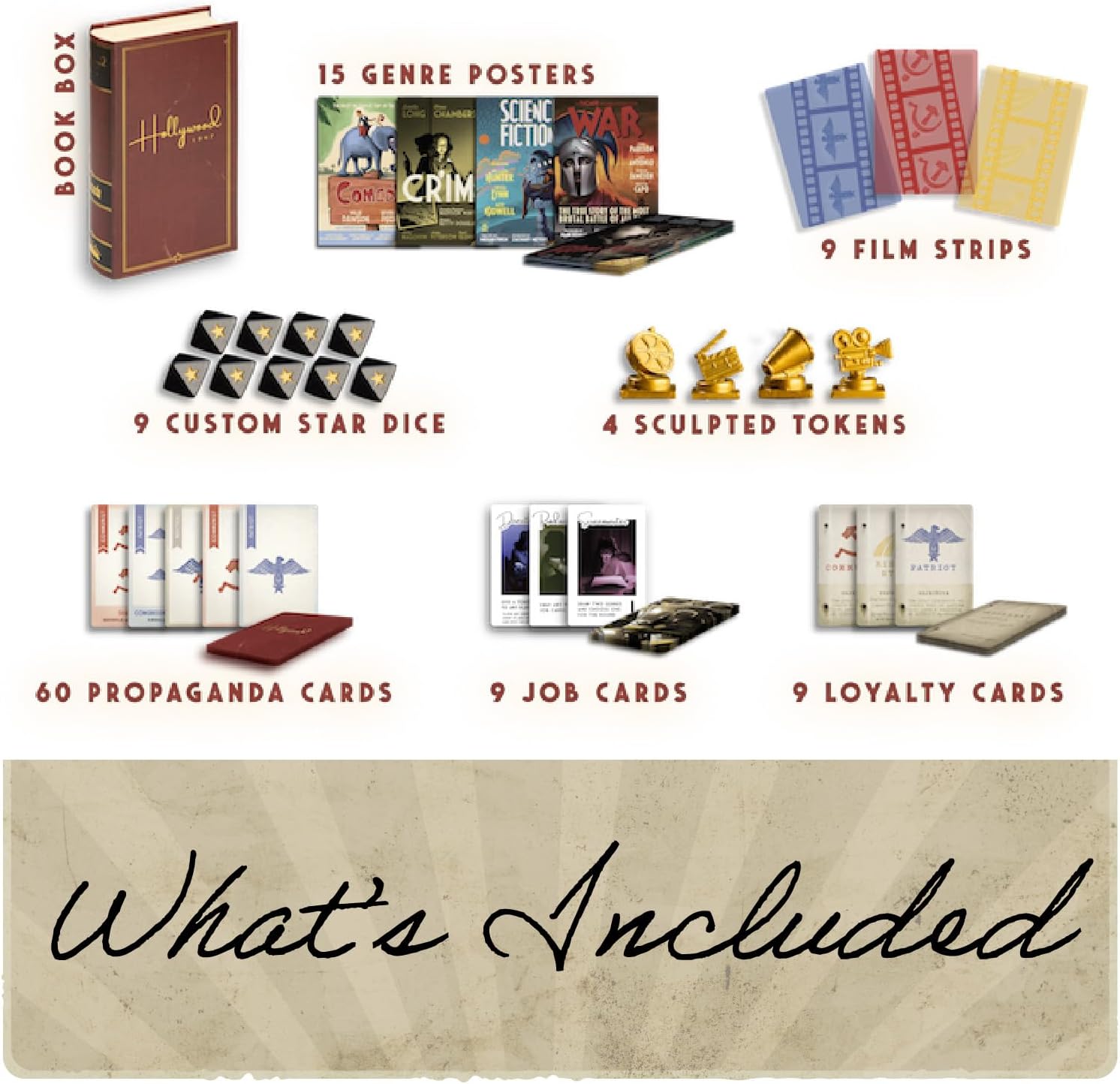 Hollywood 1947 Board Game, A Movie-Making Game of Strategy and Deception for 1-9 Players