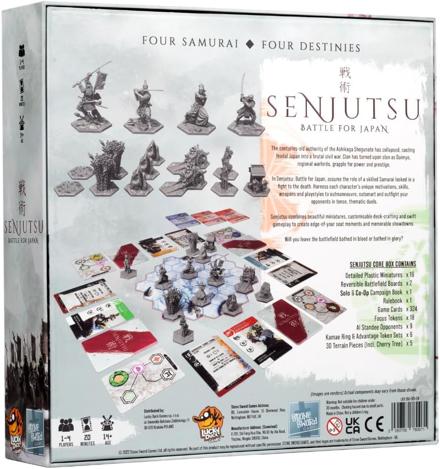 Lucky Duck Games | Senjutsu: Battle for Japan | Miniatures Board Game | Ages 14+ | 1-4 Players | 15-20 Minutes Playing Time