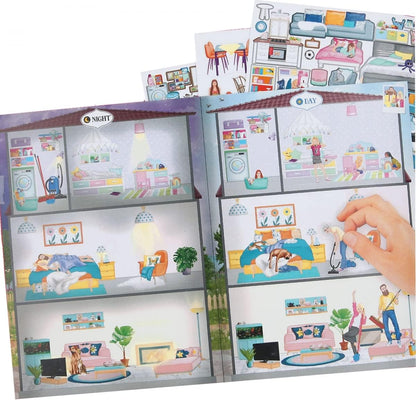 Depesche 11965 Create Your Sweet Home Colouring Book with 24 Pages for Designing Different Rooms and Your Own Living World Includes 3 Sheets with Paper and Foil Stickers, Multicoloured