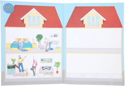 Depesche 11965 Create Your Sweet Home Colouring Book with 24 Pages for Designing Different Rooms and Your Own Living World Includes 3 Sheets with Paper and Foil Stickers, Multicoloured