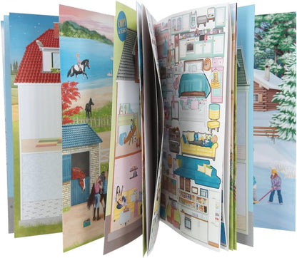 Depesche 11965 Create Your Sweet Home Colouring Book with 24 Pages for Designing Different Rooms and Your Own Living World Includes 3 Sheets with Paper and Foil Stickers, Multicoloured