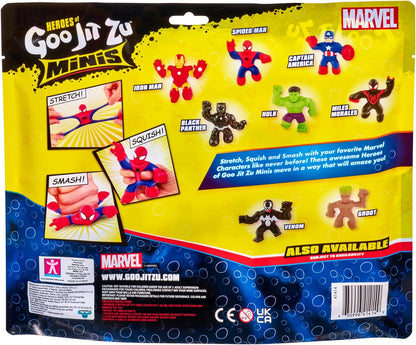 Heroes of Goo Jit Zu Marvel Mega Mini 6 Pack - Squishy, Stretchy, Gooey Mini Heroes - Ironman, Spider-Man, Captain America, Miles Morales, Hulk and Black Panther