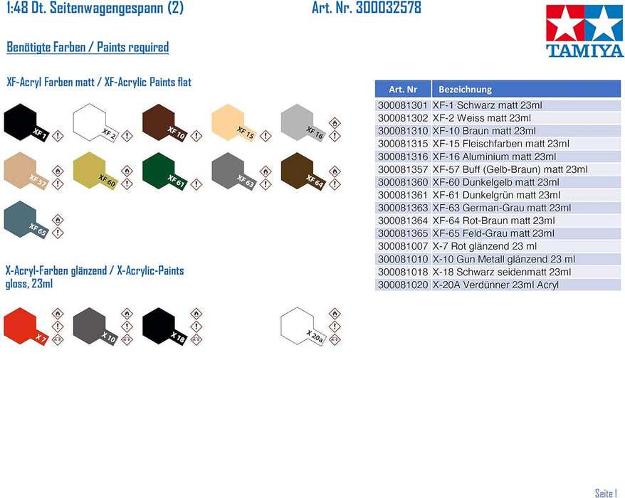 Tamiya 32578 1:48 Dt. Side Car Track (2), Model Kit, Plastic Assembly Kit, Detailed Replica,Brown,Small