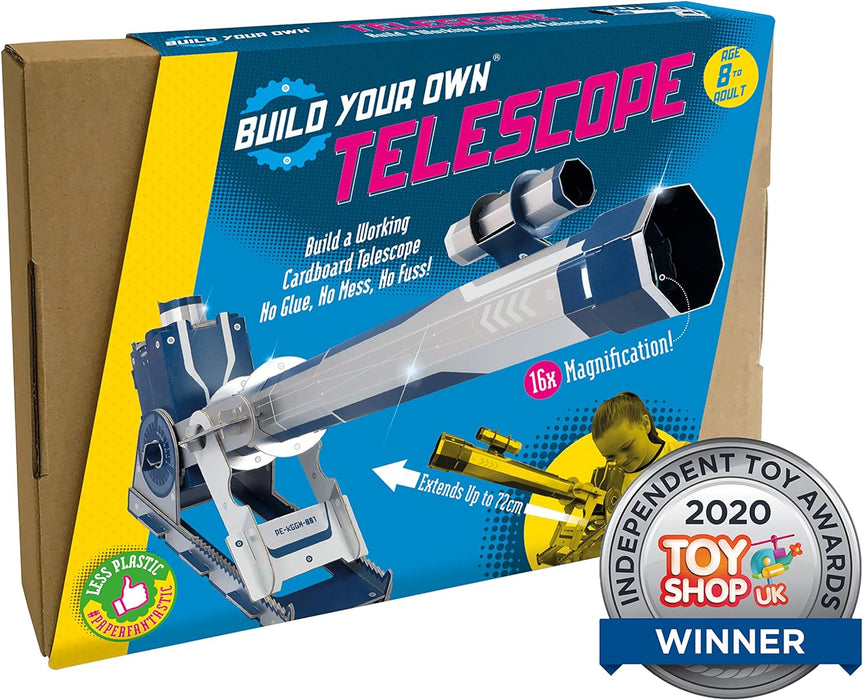 Build Your Own Working Telescope | Create a Fully Functioning Stargazing Refactor Cardboard Telescope | For Kids Ages 8+ |16x Magnification | Sustainable Slot Together Kit | Educational & STEM