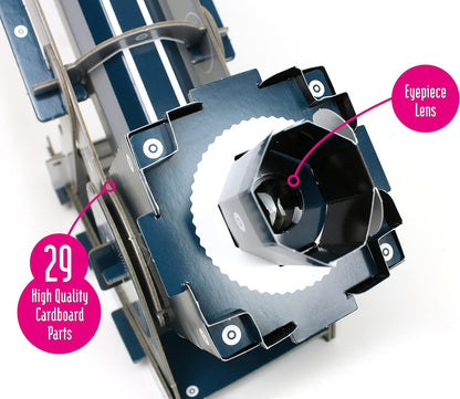 Build Your Own Working Telescope | Create a Fully Functioning Stargazing Refactor Cardboard Telescope | For Kids Ages 8+ |16x Magnification | Sustainable Slot Together Kit | Educational & STEM