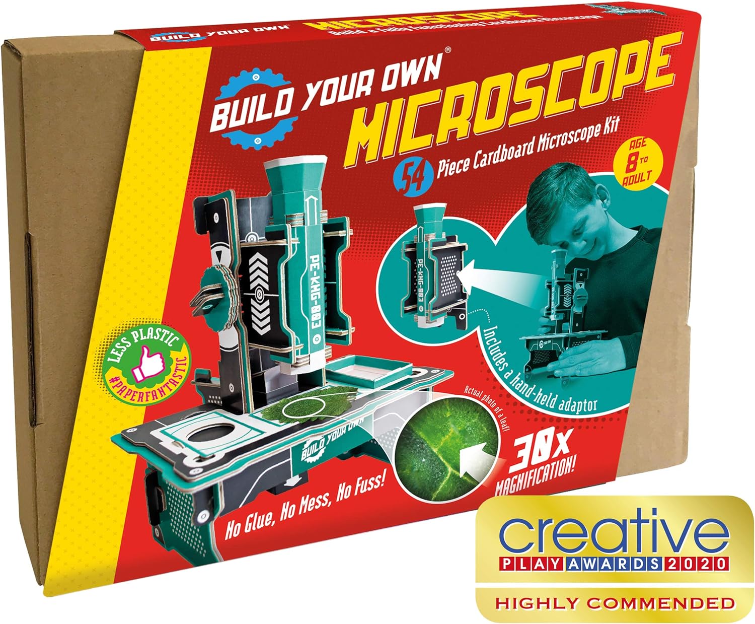 Build Your Own Microscope - x30 Powerful Magnification - Eco Friendly Cardboard Craft Kit - Ages 8+