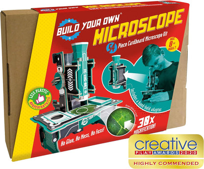 Build Your Own Microscope - x30 Powerful Magnification - Eco Friendly Cardboard Craft Kit - Ages 8+