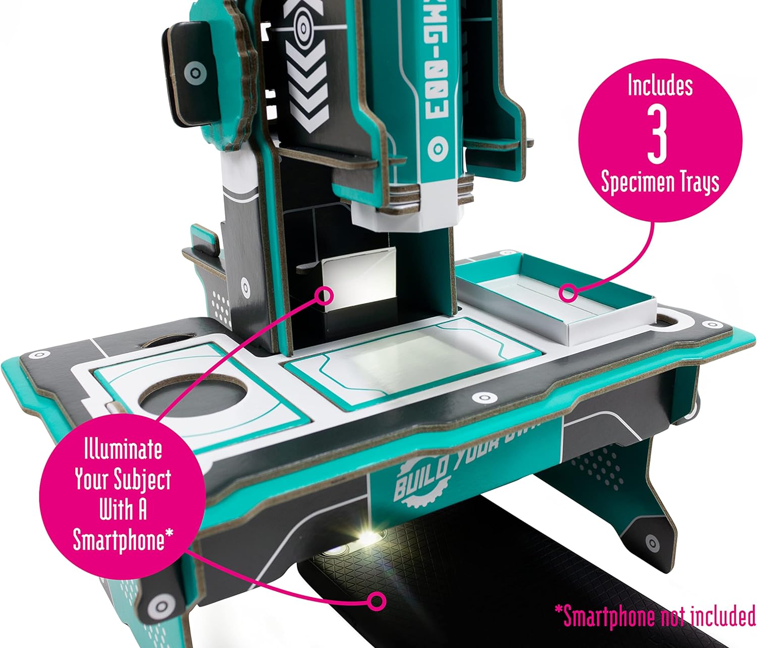 Build Your Own Microscope - x30 Powerful Magnification - Eco Friendly Cardboard Craft Kit - Ages 8+