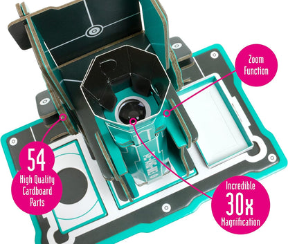 Build Your Own Microscope - x30 Powerful Magnification - Eco Friendly Cardboard Craft Kit - Ages 8+