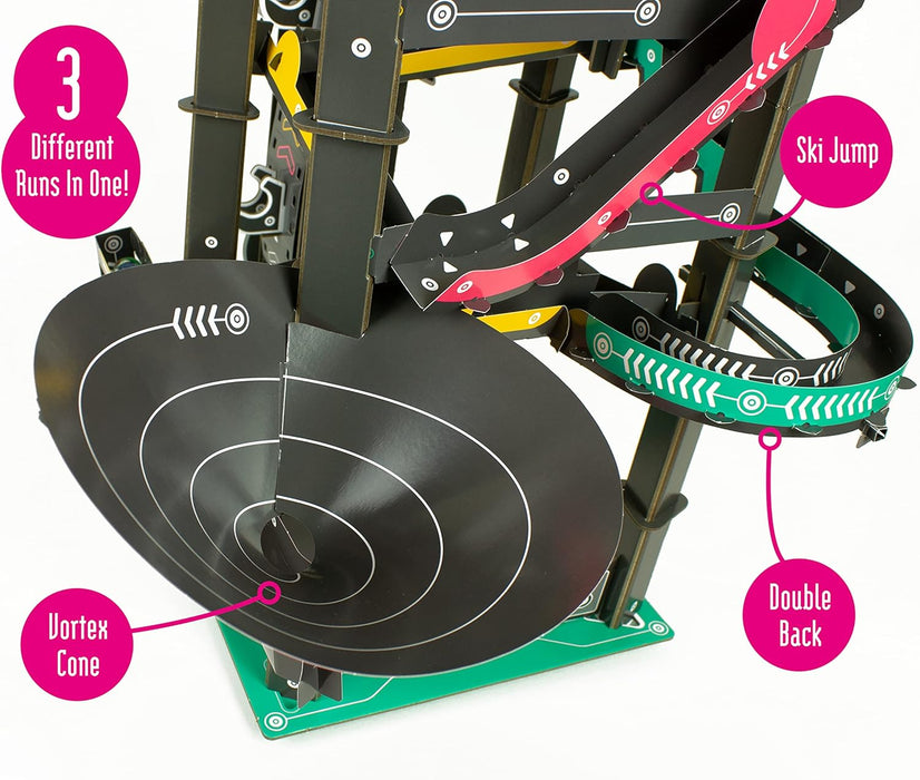 Build Your Own Cardboard Marble Run - Includes x10 Swirly Glass Marbles - Eco Friendly Cardboard Craft Kit - Ages 10+