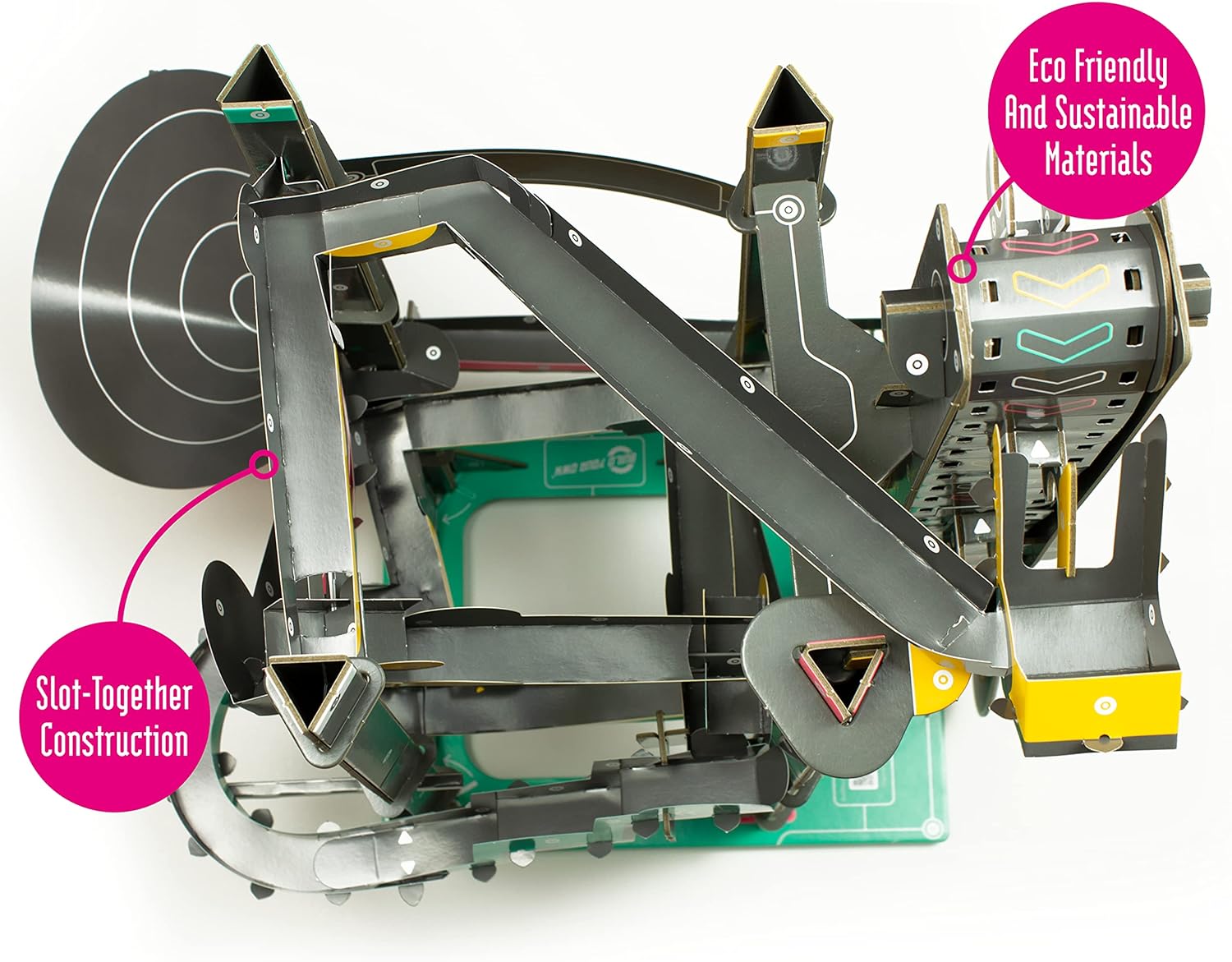 Build Your Own Cardboard Marble Run - Includes x10 Swirly Glass Marbles - Eco Friendly Cardboard Craft Kit - Ages 10+