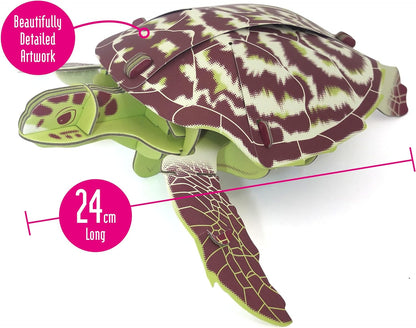 Build Your Own Moving Hawksbill Turtle - Pull Tab Moving Flipper Action - Eco Friendly Cardboard Craft Kit - Ages 8+