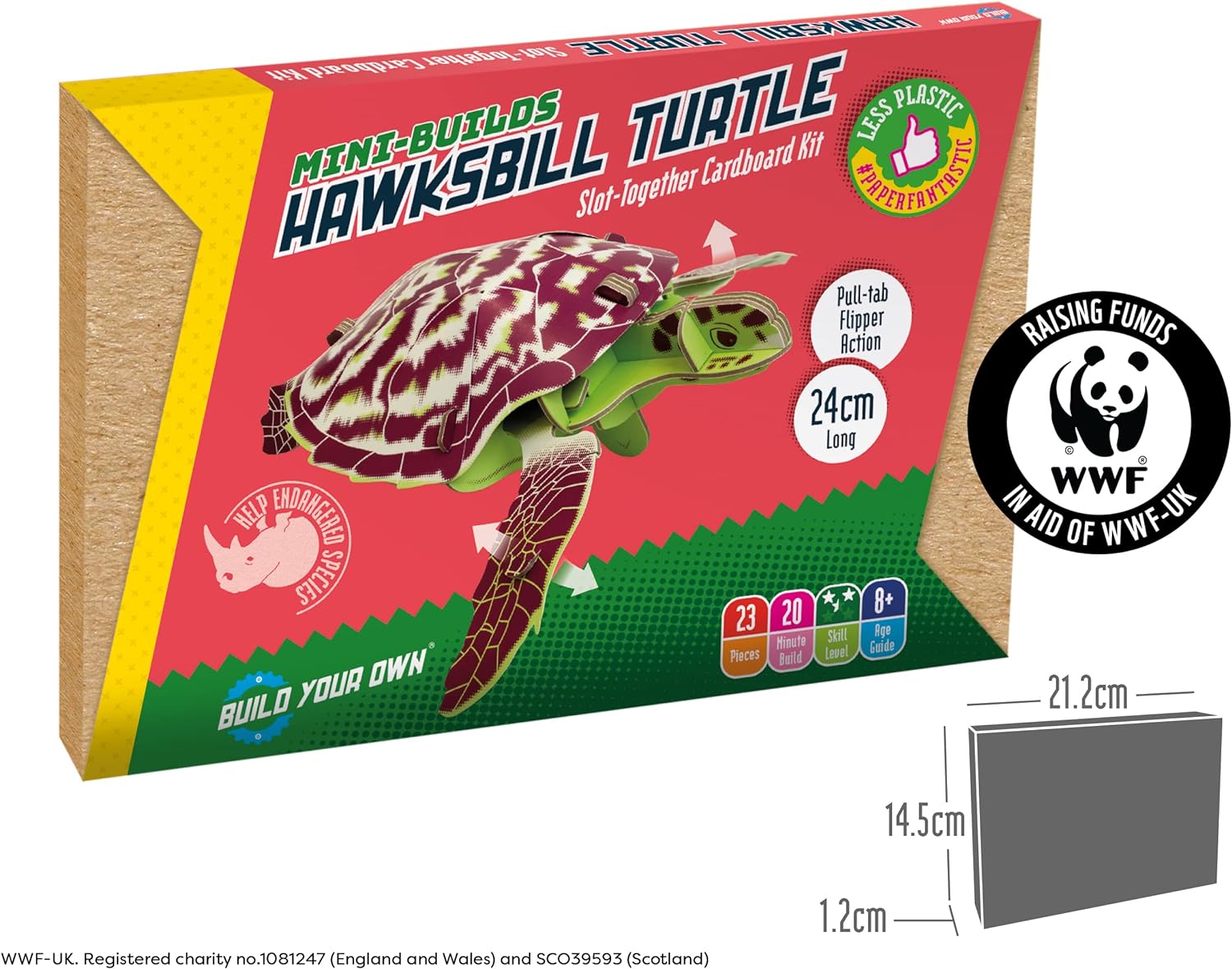 Build Your Own Moving Hawksbill Turtle - Pull Tab Moving Flipper Action - Eco Friendly Cardboard Craft Kit - Ages 8+