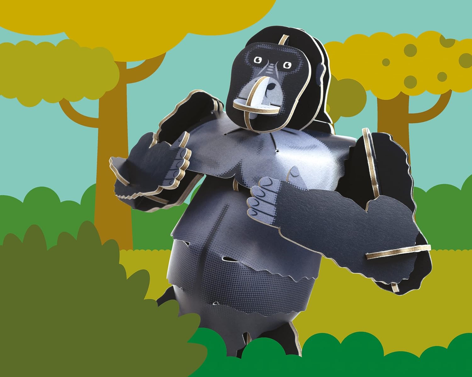 Build Your Own Moving Mountain Gorilla - Pull-Tab Chest Pounding Action - Eco Friendly Cardboard Craft Kit - Ages 8+