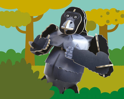 Build Your Own Moving Mountain Gorilla - Pull-Tab Chest Pounding Action - Eco Friendly Cardboard Craft Kit - Ages 8+