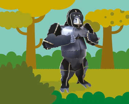 Build Your Own Moving Mountain Gorilla - Pull-Tab Chest Pounding Action - Eco Friendly Cardboard Craft Kit - Ages 8+