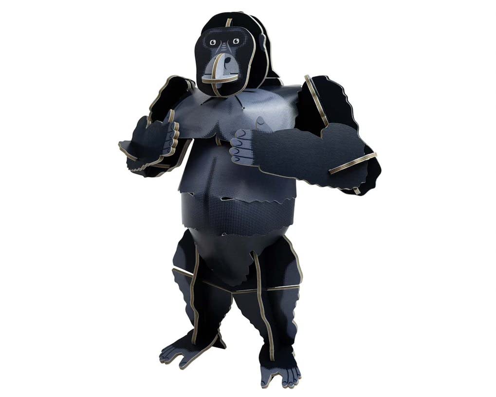 Build Your Own Moving Mountain Gorilla - Pull-Tab Chest Pounding Action - Eco Friendly Cardboard Craft Kit - Ages 8+