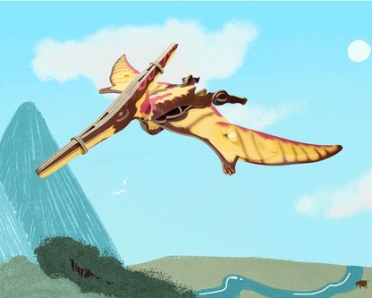 Build Your Own Moving Pteranodon - Pull Tab Flapping Wing Action - Eco Friendly Cardboard Craft Kit - Ages 8+