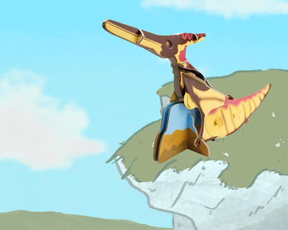 Build Your Own Moving Pteranodon - Pull Tab Flapping Wing Action - Eco Friendly Cardboard Craft Kit - Ages 8+