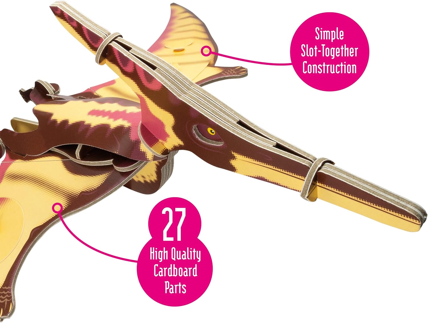 Build Your Own Moving Pteranodon - Pull Tab Flapping Wing Action - Eco Friendly Cardboard Craft Kit - Ages 8+